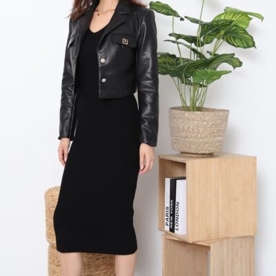 Veste cro reverse en simili cuir 